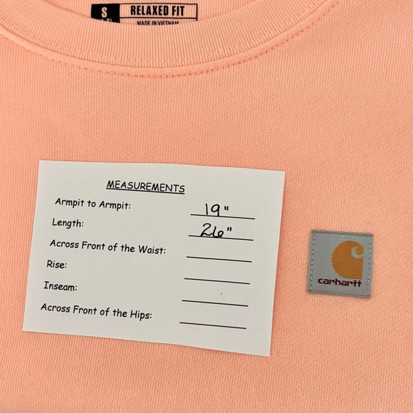 CARHARTT Relaxed Fit Sweatshirt Solid Light Peach Pink Pullover Crewneck Small - Picture 11 of 11